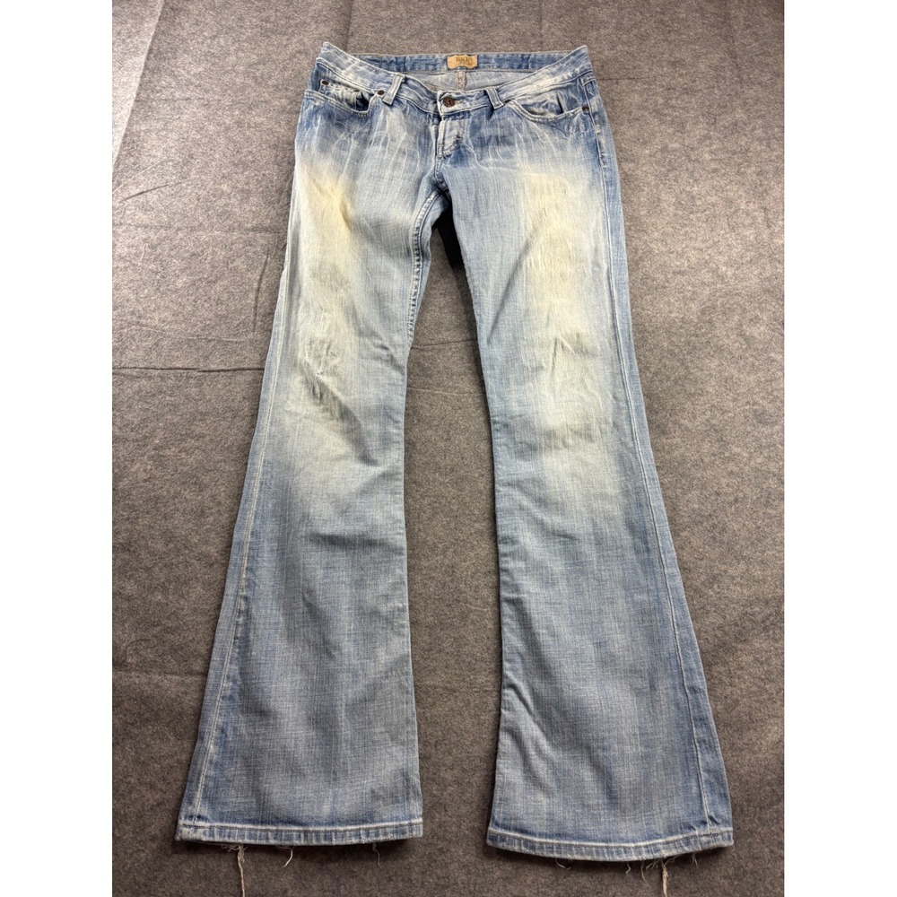 BKE Star 20 Stretch Flare Jeans Womens 30x33.5 Light Wash Low Rise Distressed